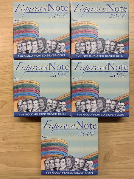 Australia 2006 Perth Mint $1 set of 5 Figures of Note 1oz .999 Proof Silver Coin