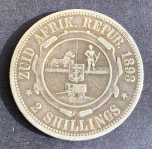 South Africa 1893 2/- Two Shillings  Silver.