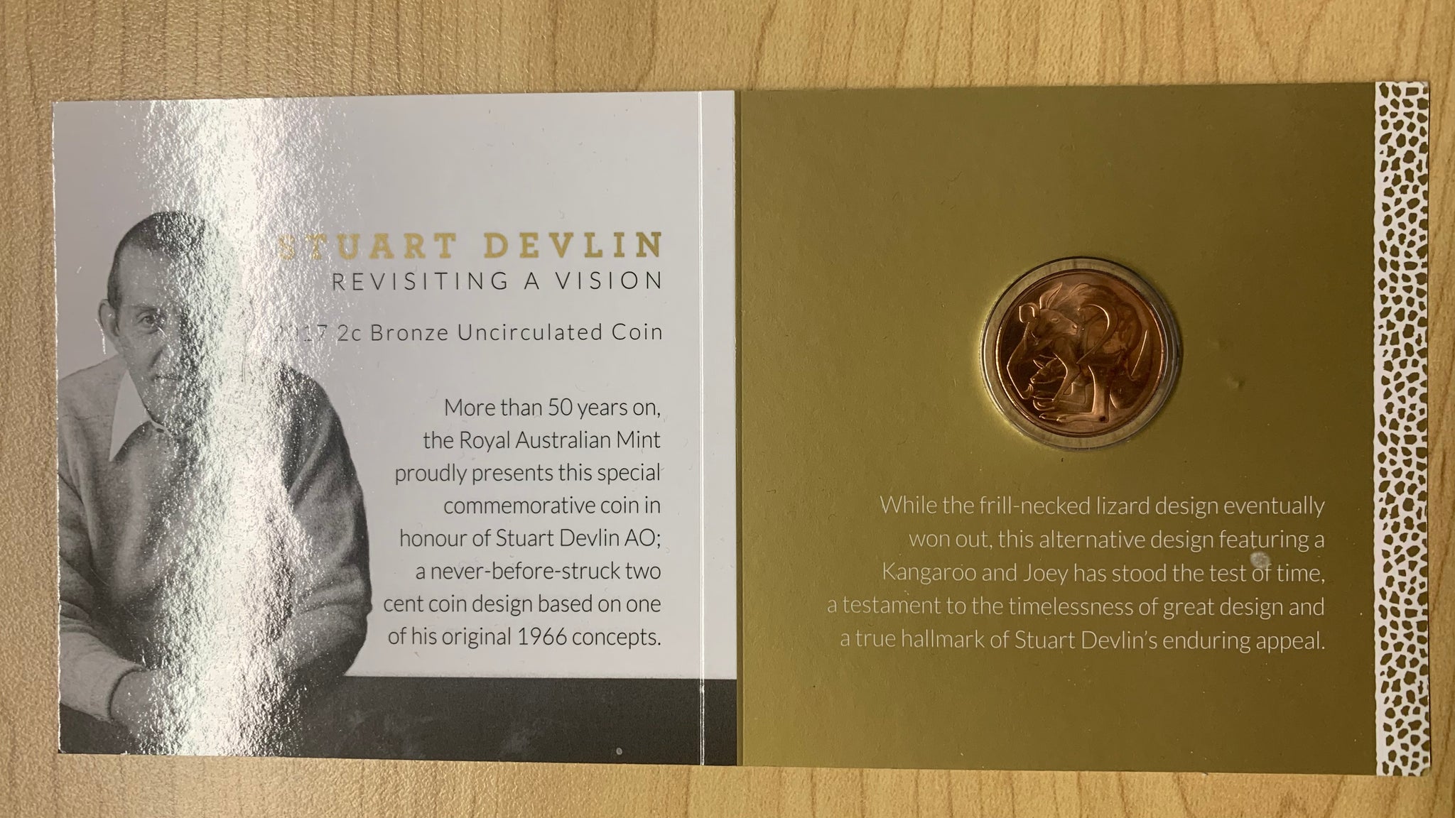 2017 Royal Australian Mint Stuart Devlin Uncirculated 2c Two Cents Carded Coin