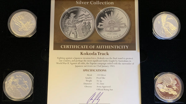Macquarie Mint  Second World War WW11 Australian Silver Commemorative Collection of 16 medallions