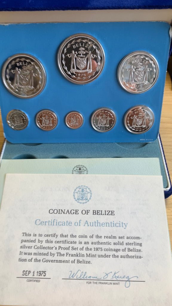 Belize 1975 Sterling Silver Proof Set – Shields Stamps & Coins Belize 1975 Sterling Silver Proof Set – Shields Stamps & Coins
