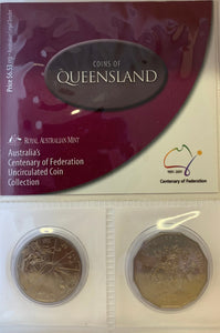 2001 Centenary of Federation Queensland 20c & 50c uncirculated