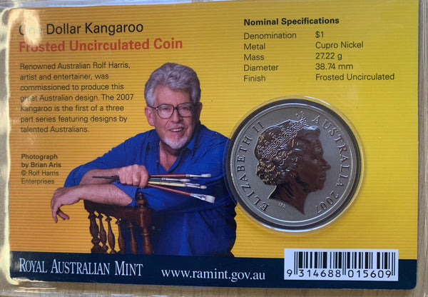 Australia 2007 Royal Australian Mint $1 Kangaroo Rolf Harris design