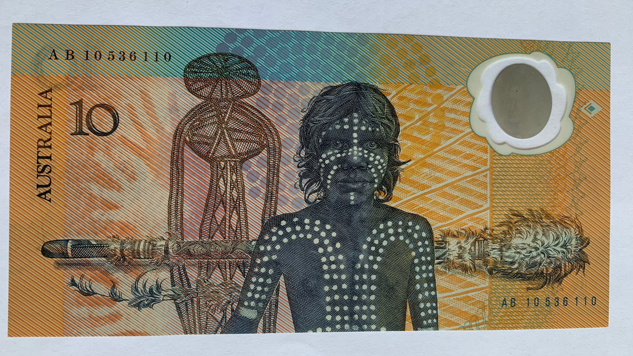 Australia R310bF Ten Dollar $10 Johnston/Fraser Polymer "AB10" 2nd Release First Prefix Unc