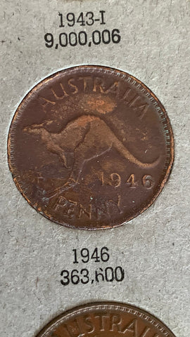 Australia Penny collection including rare 1946 1d in Dansco Album