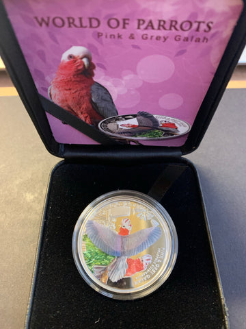Cook Islands 2017 Perth Mint "World of Parrots"  Coloured  $5  .925 Silver Proof Coin