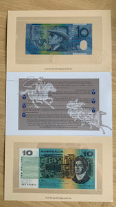 Australia $10 Last Paper MRR & 1st Polymer Black serial Banknote Folder