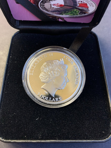 Cook Islands 2017 Perth Mint "World of Parrots"  Coloured  $5  .925 Silver Proof Coin