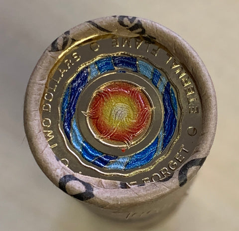 Australia 2018 Royal Australian Mint $2 Coloured Eternal Flame coin RAM Roll
