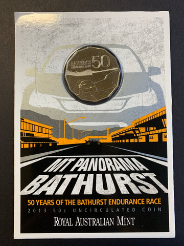 Australia 2013 Bathurst car Racing Anniversary carded 50 cents coloured coin
