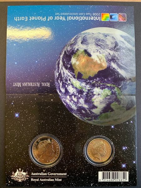 Australia 2008 Royal Australian Mint International Year of Planet Earth 2 Coin Uncirculated Set
