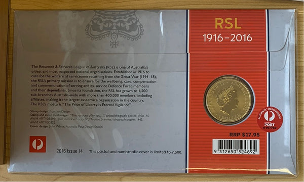 Australia 2016 RSL PNC with $1 coin