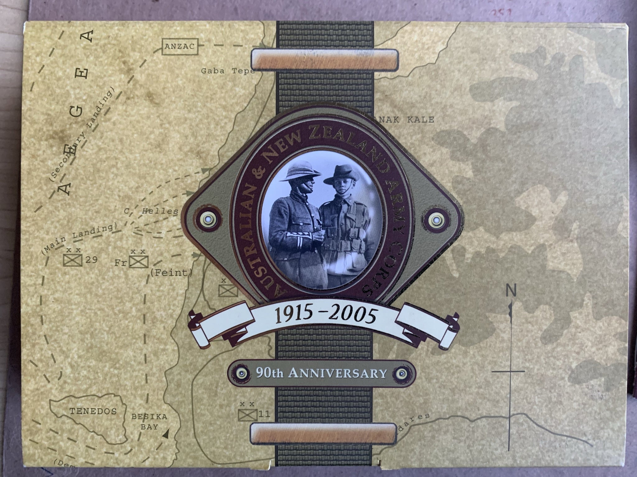 Australia New Zealand 2005 NZ Post Perth Mint ANZAC 90TH Anniversary Two Coloured Silver Coin Set