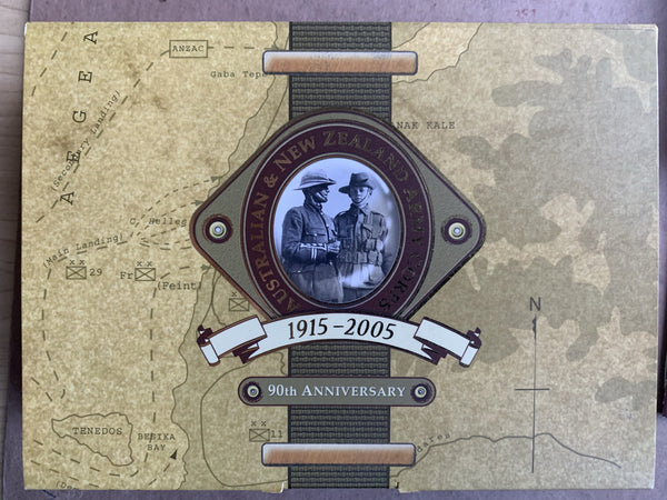Australia New Zealand 2005 NZ Post Perth Mint ANZAC 90TH Anniversary Two Coloured Silver Coin Set