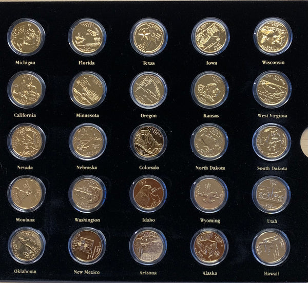 USA Gold Plated 50 States Quarter Dollar 25 cents collection