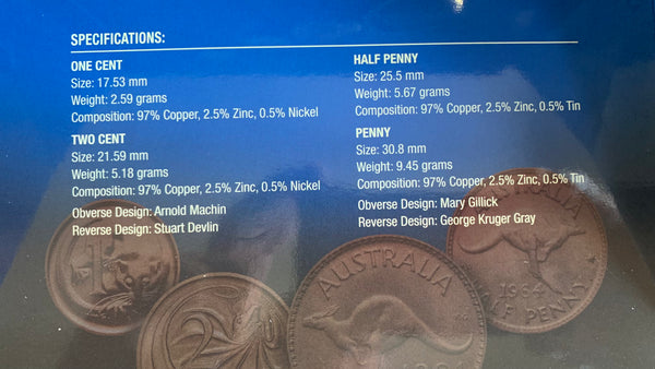 Australia Pence To Cents Copper Coin Changeover 4 Coin Set