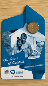 Australia 2011 Royal Australian Mint $1 100 Years of Australian Census  Uncirculated Coin