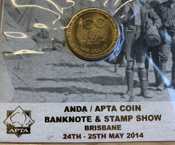 2014 $1 Australian Centenary of WW1 PNC APTA Brisbane show overprint