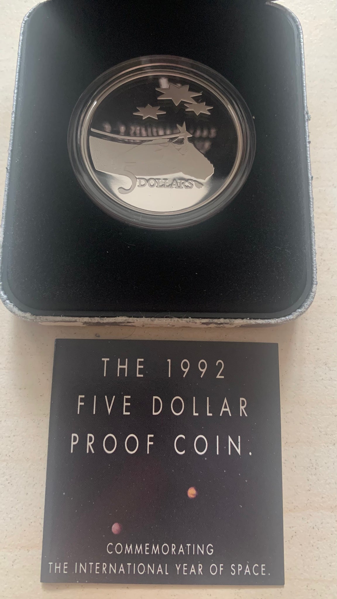 Australia 1992 Royal Australian Mint $5 Space Silver Proof Coin. Rare.