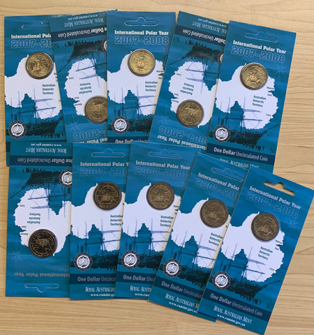 Australia Antarctic 2007-08 Royal Australian Mint $1 International Polar Year Uncirculated Coin x 10