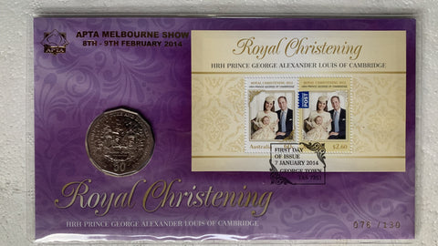 2014 Australian 50c Royal Christening PNC APTA Melb Show Overprint