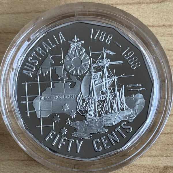 Australia 1989 Royal Australian Mint 50c Bicentenary Proof Silver Coin