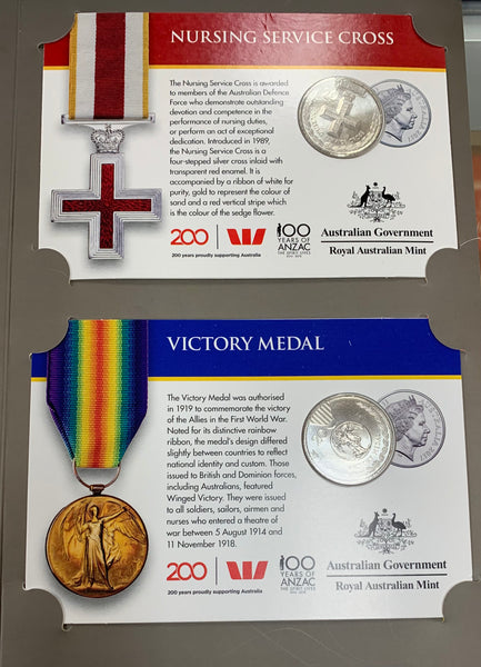 Australia 2017 Royal Australian Mint 20c Legends of the ANZACS Carded Coin Set In Folder