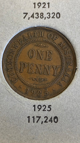 Australia Penny collection including rare 1925 & 1946 1d in Hendo Album