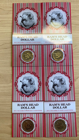 Australian Mint $1 Rams Head Dollar Four Uncirculated  A C M & P Privy Mark coins