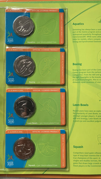 2006 Australia 50c Fifty Cents Uncirculated Commonwealth Games set of 18 coins