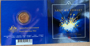 2017 Royal Australian Mint $2 Lest We Forget C Mintmark Coloured Coin