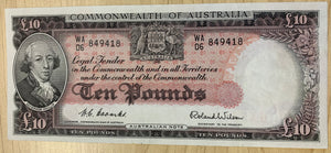 Australia Banknote 1954 R62 £10 Ten Pounds Coombs/Wilson Banknote aUnc