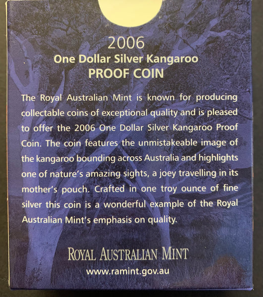 Australia 2006 Royal Australian Mint  $1 Kangaroo Silver Proof Coin