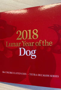 Australia 2018 Royal Australian Mint Fifty Cents 50c Lunar New Year of the Dog Tetra-Decagon Coin