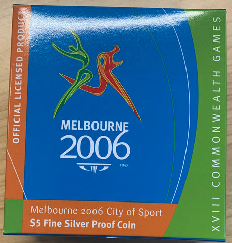 2006 Royal Australian Mint $5 "Melbourne City of Sport" Commonwealth Games .999 Silver Proof Coin