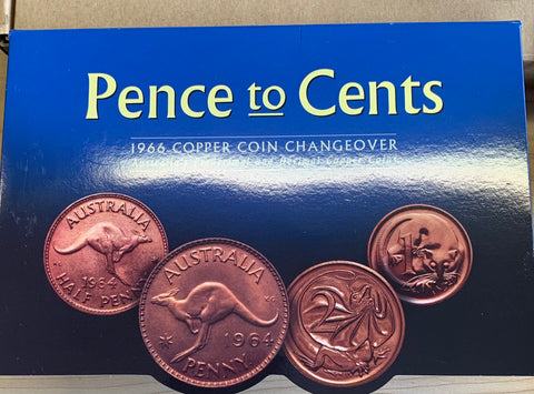 Australia Pence To Cents Copper Coin Changeover 4 Coin Set