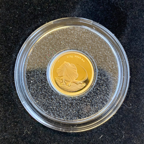 2013 $2 Australian Frilled Neck Lizard  .5 gram  .9999 Gold Coin