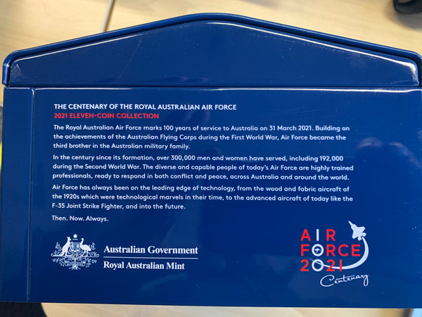 Australia 2021 Royal Australian Mint 50c The Centenary of the Royal Australian Air Force RAAF coloured Coins in attractive commemorative tin