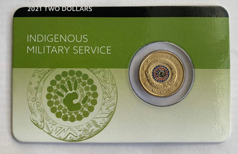 2021 Australia $2 Indigenous Military Service Coloured Carded Uncirculated Coin