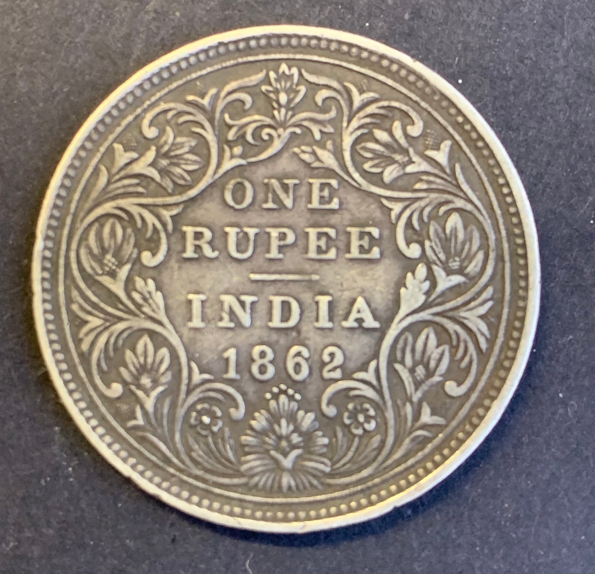 India 1862 Queen Victoria Silver Rupee