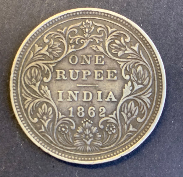 India 1862 Queen Victoria Silver Rupee