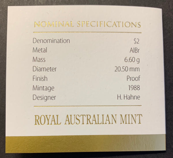 2018 ANDA Australia 30 years of the $2 Proof Coin  with "S" Privy Mark