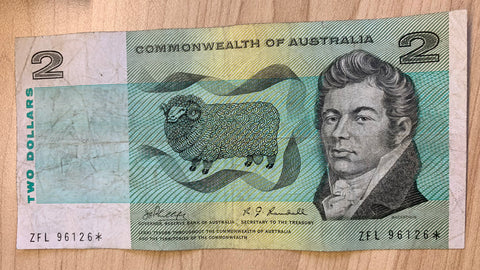 R83s $2 Commonwealth Of Australia Star Note Rare Phillips/Randall small tear