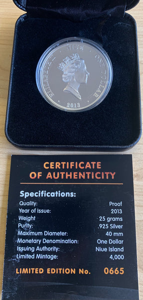 Niue 2013 $1 Discovery of Oil 25 grams silver Proof Coin