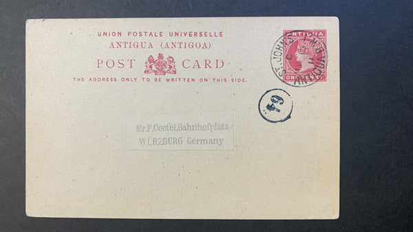 Antigua 1d Red Queen Victoria Post Card cancelled May 15 1911 St. John's to Germany