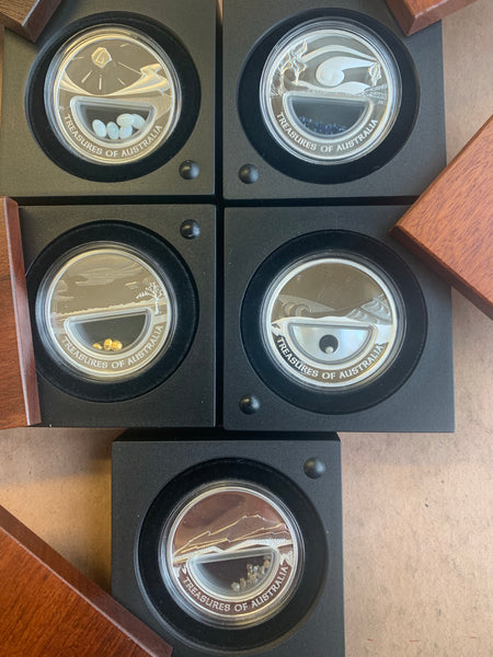 Australia 2007 - 2011 Perth Mint $1 Treasures of Australia Series set of 5 Proof 1oz .999 Silver Coin