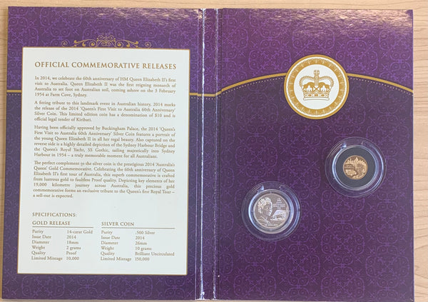 Macquarie Mint "Queen Elizabeth First Australian Royal Visit" 14ct Gold Medallion & $10 Silver