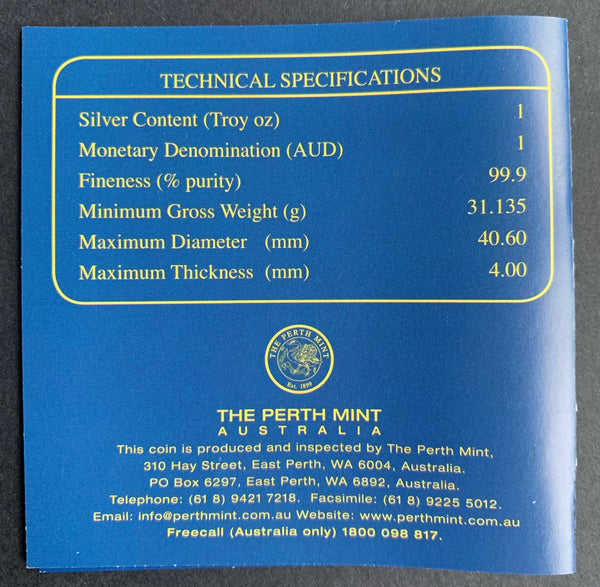 Australia 2007 Perth Mint $1 One dollar 50th Anniversary of the Australian Special Air Service .999 silver 1oz