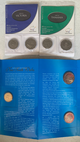 Australia 2001 Centenary of Federation Set of 9 States and Territories 20c & 50c Uncirculated