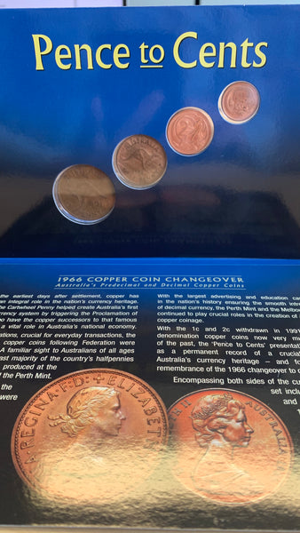 Australia Pence To Cents Copper Coin Changeover 4 Coin Set